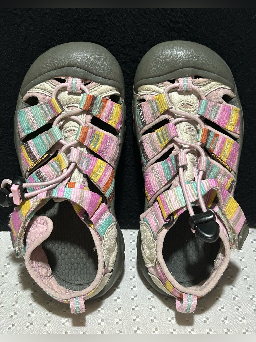 KEEN Newport H2 Kids Size 13 Rainbow Stripe Waterproof Hiking Sandals Girl